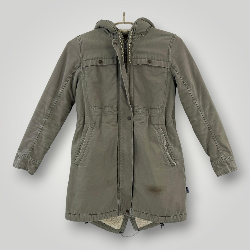 Patagonia Prairie Dawn Parka Womens S Green Sherpa Lined Hooded Coat